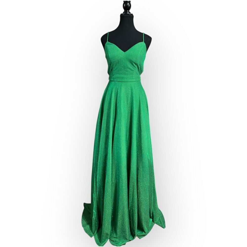 City Triangles Womens Cut-Outs Maxi Dress Shimmery Green Size XS-M